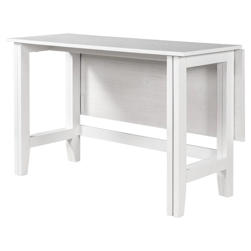 Table de salle à manger blanche avec plateau rabattable en bois d'acacia et pieds en caoutchouc