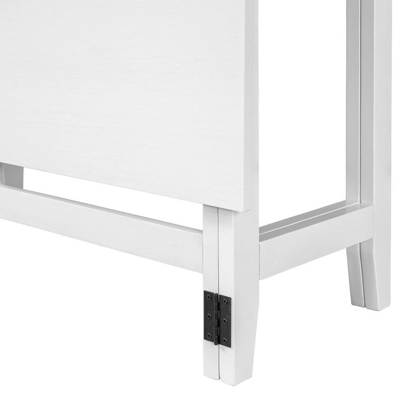 Table de salle à manger blanche avec plateau rabattable en bois d'acacia et pieds en caoutchouc