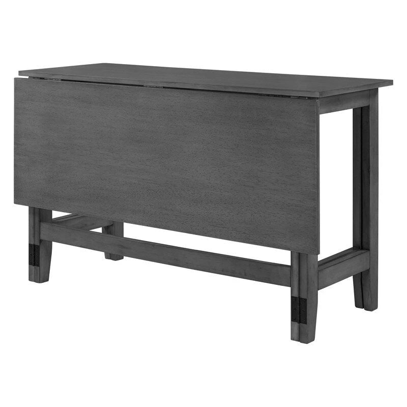 Table de salle à manger blanche avec plateau rabattable en bois d'acacia et pieds en caoutchouc