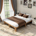 Solid Wood Queen Platform Bed Frame No Box Spring Needed Natural Brown