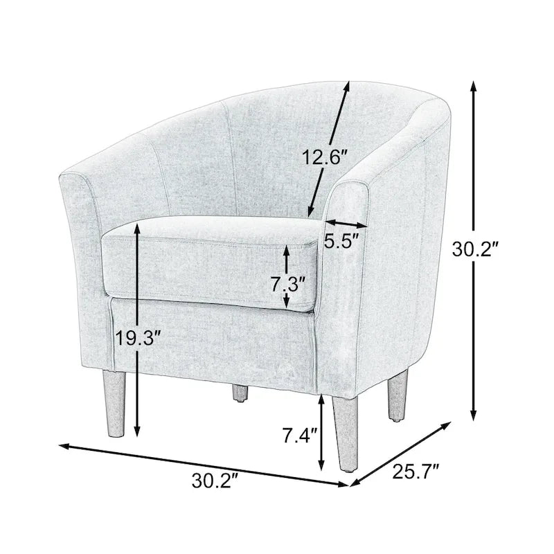Lot de 2 fauteuils club modernes en lin style tonneau