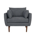 Upholstered Club Chair with Removable Accent Pillows and Walnut Wood Legs