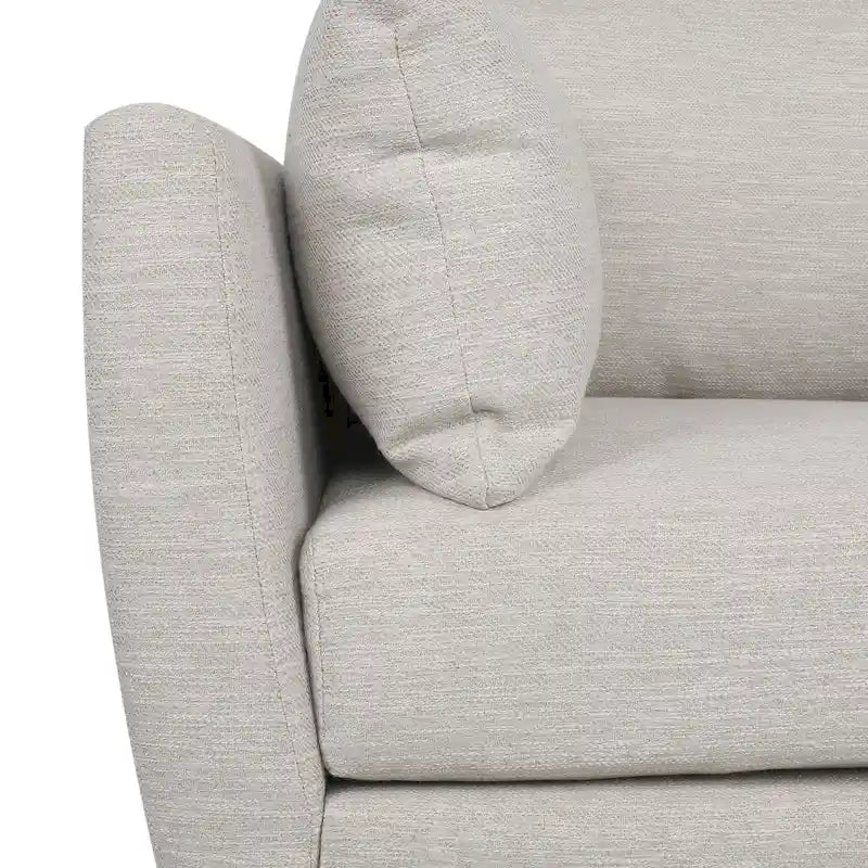 Upholstered Club Chair with Removable Accent Pillows and Walnut Wood Legs