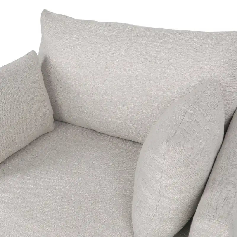 Upholstered Club Chair with Removable Accent Pillows and Walnut Wood Legs