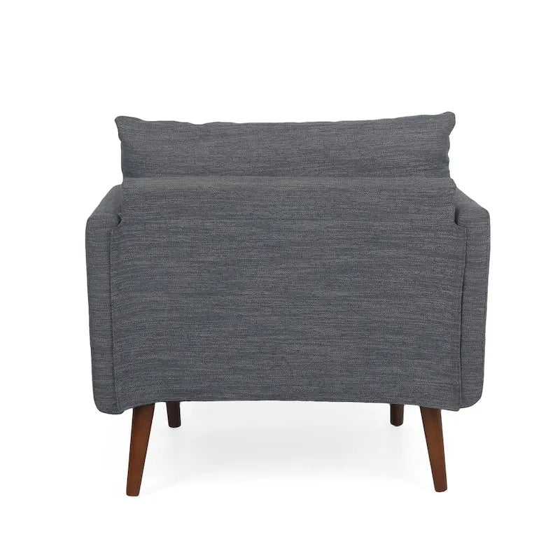 Upholstered Club Chair with Removable Accent Pillows and Walnut Wood Legs