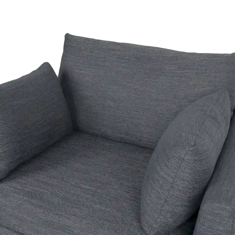 Upholstered Club Chair with Removable Accent Pillows and Walnut Wood Legs