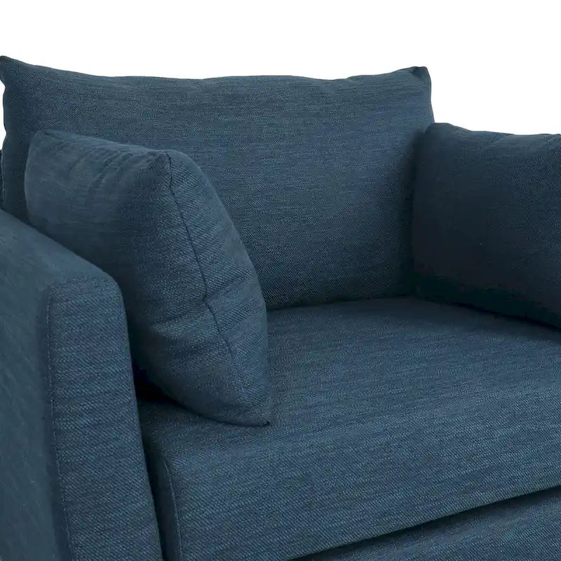 Upholstered Club Chair with Removable Accent Pillows and Walnut Wood Legs