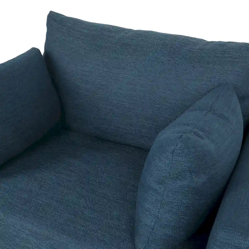 Upholstered Club Chair with Removable Accent Pillows and Walnut Wood Legs