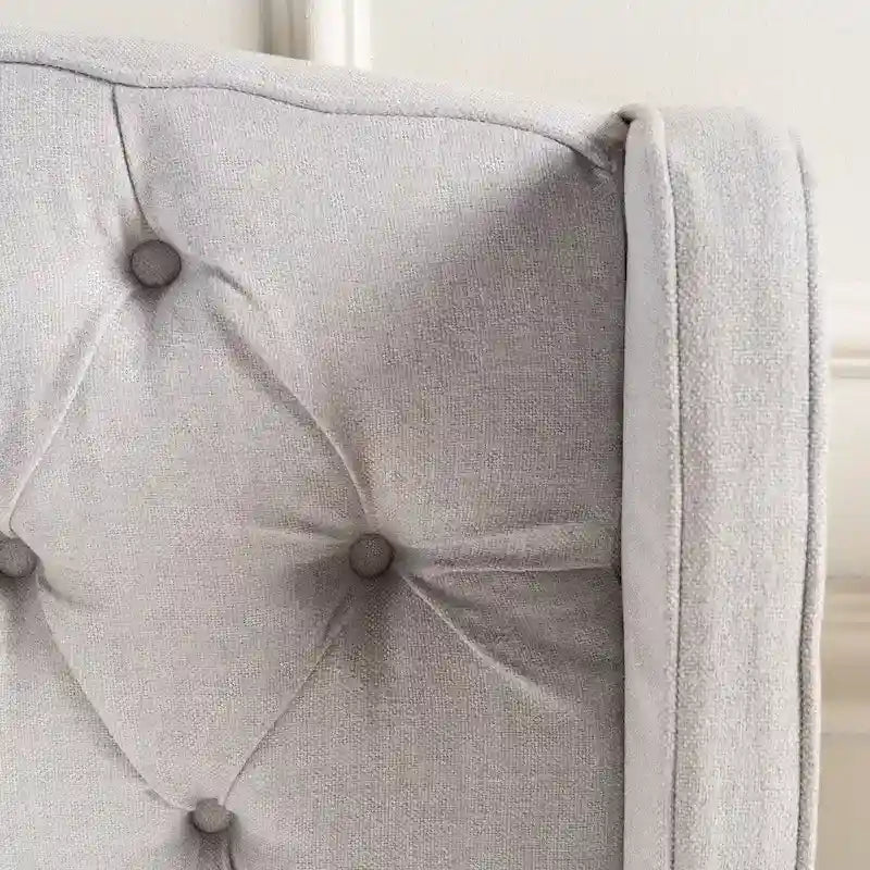 Cadre de lit Queen capitonné en tissu avec tête de lit incurvée Gris Ivoire
