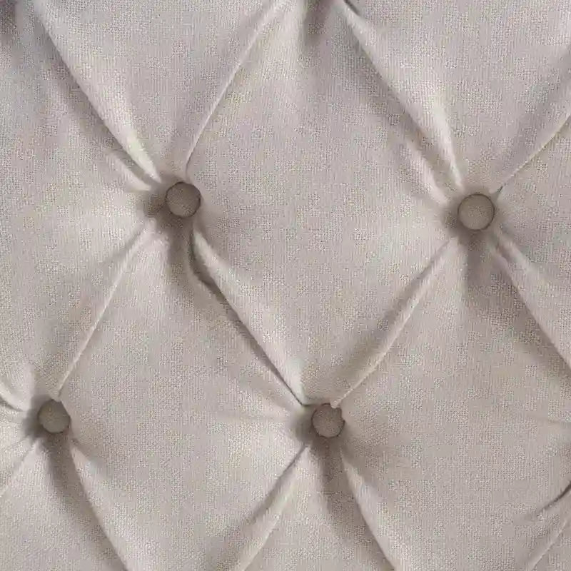 Cadre de lit Queen capitonné en tissu avec tête de lit incurvée Gris Ivoire