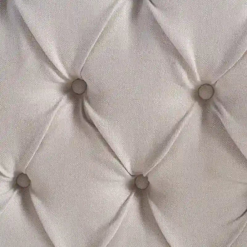 Cadre de lit Queen capitonné en tissu avec tête de lit incurvée Gris Ivoire