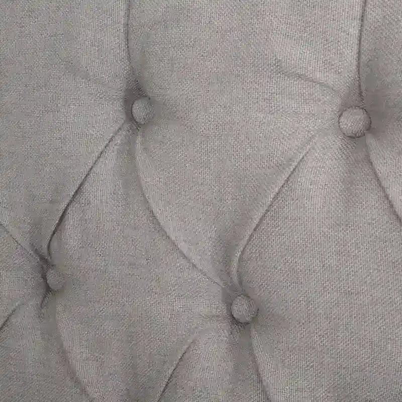 Cadre de lit Queen capitonné en tissu avec tête de lit incurvée Gris Ivoire