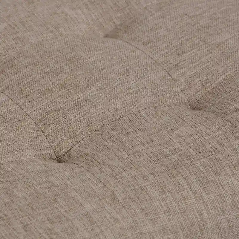 Banc ottoman rectangulaire capitonné en similicuir avec pieds en bois foncé, style milieu du siècle