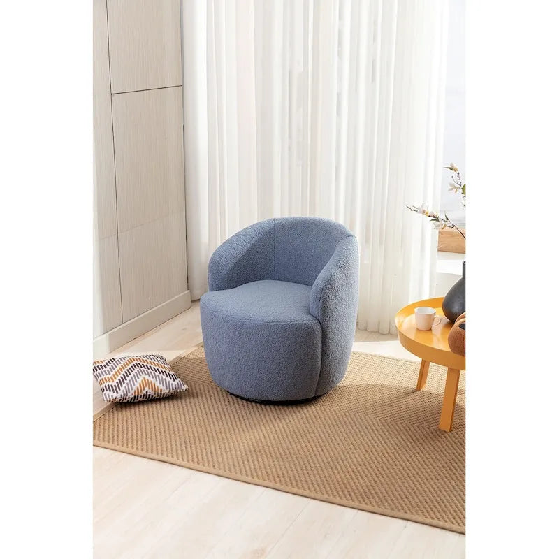 Fauteuil d'appoint pivotant en tissu Teddy doux avec rotation à 360°, rose clair, bleu, gris, orange