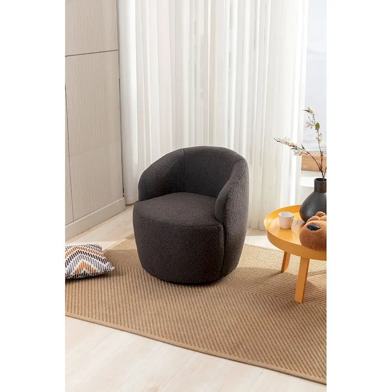 Fauteuil d'appoint pivotant en tissu Teddy doux avec rotation à 360°, rose clair, bleu, gris, orange