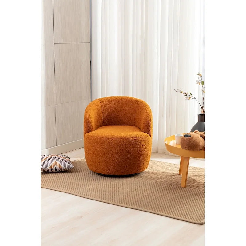 Fauteuil d'appoint pivotant en tissu Teddy doux avec rotation à 360°, rose clair, bleu, gris, orange