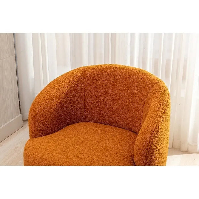 Fauteuil d'appoint pivotant en tissu Teddy doux avec rotation à 360°, rose clair, bleu, gris, orange