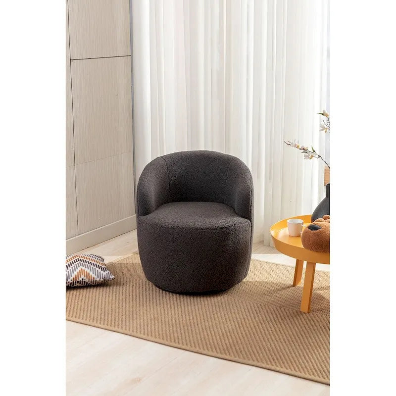 Fauteuil d'appoint pivotant en tissu Teddy doux avec rotation à 360°, rose clair, bleu, gris, orange