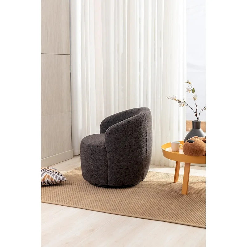 Fauteuil d'appoint pivotant en tissu Teddy doux avec rotation à 360°, rose clair, bleu, gris, orange