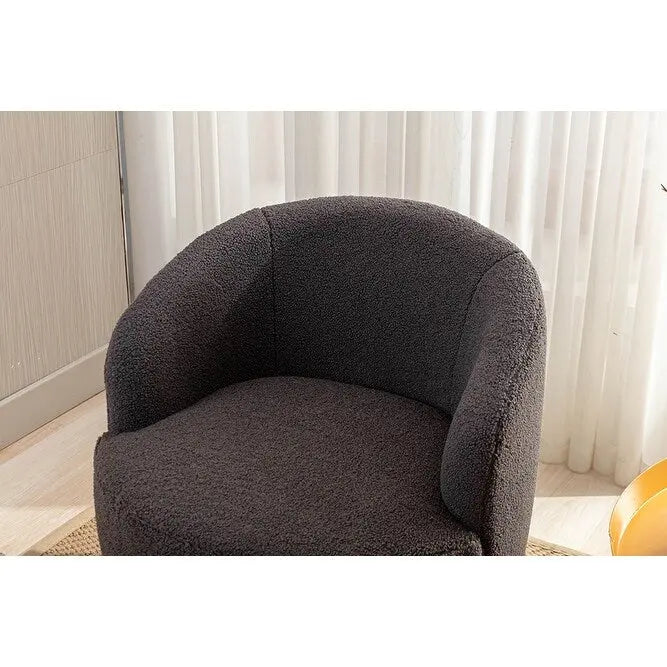 Fauteuil d'appoint pivotant en tissu Teddy doux avec rotation à 360°, rose clair, bleu, gris, orange