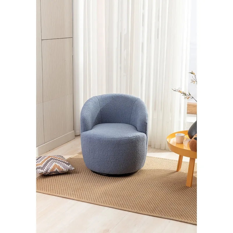 Fauteuil d'appoint pivotant en tissu Teddy doux avec rotation à 360°, rose clair, bleu, gris, orange