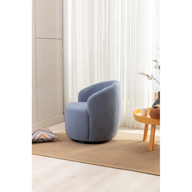 Fauteuil d'appoint pivotant en tissu Teddy doux avec rotation à 360°, rose clair, bleu, gris, orange