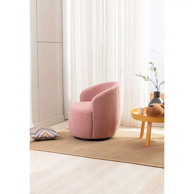 Fauteuil d'appoint pivotant en tissu Teddy doux avec rotation à 360°, rose clair, bleu, gris, orange