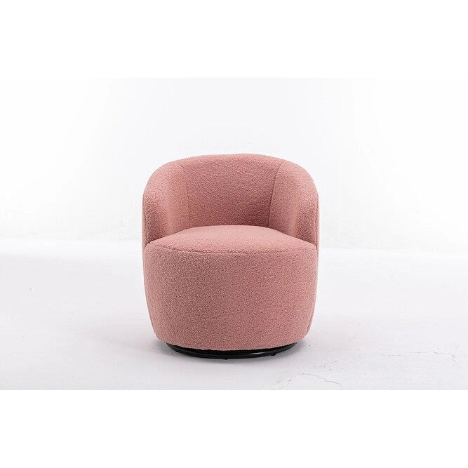 Fauteuil d'appoint pivotant en tissu Teddy doux avec rotation à 360°, rose clair, bleu, gris, orange