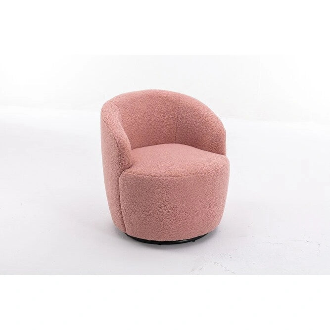 Fauteuil d'appoint pivotant en tissu Teddy doux avec rotation à 360°, rose clair, bleu, gris, orange