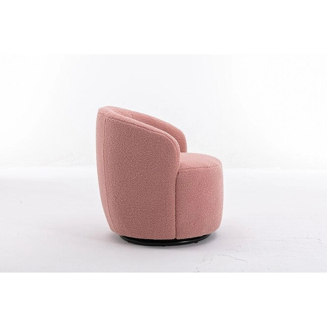 Fauteuil d'appoint pivotant en tissu Teddy doux avec rotation à 360°, rose clair, bleu, gris, orange
