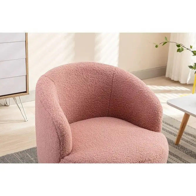 Fauteuil d'appoint pivotant en tissu Teddy doux avec rotation à 360°, rose clair, bleu, gris, orange