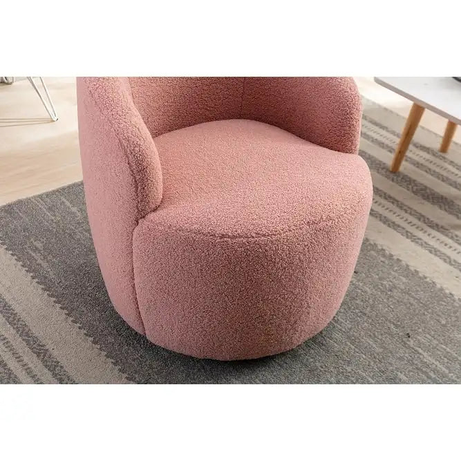 Fauteuil d'appoint pivotant en tissu Teddy doux avec rotation à 360°, rose clair, bleu, gris, orange