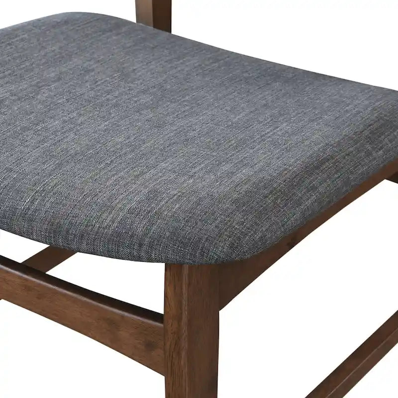 Chaise de salle à manger en noyer massif avec assise rembourrée en tissu gris
