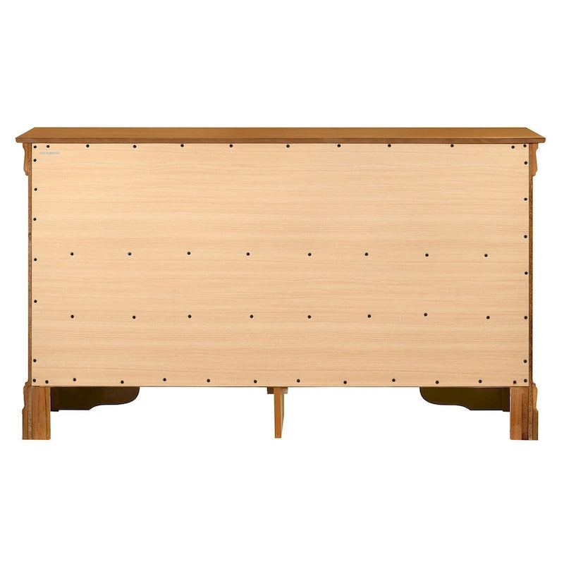 Commode classique à 6 tiroirs avec moulures incurvées et poignées métalliques