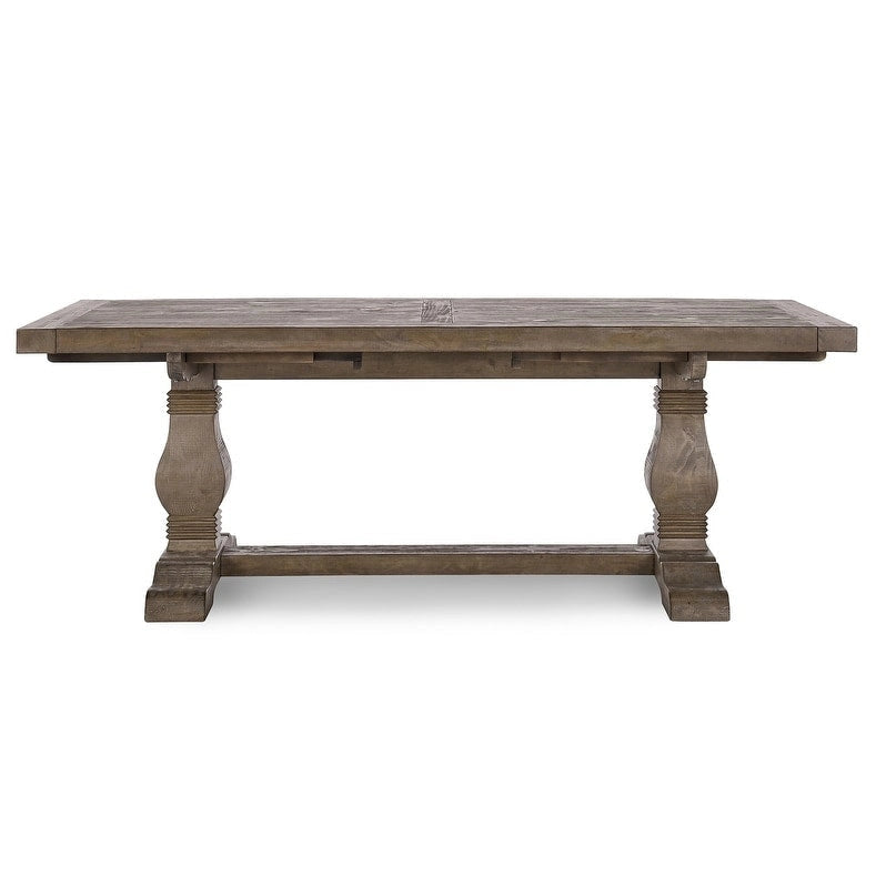 Table à manger extensible en pin rustique recyclé, style ferme, brun vieilli