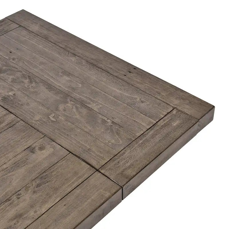 Table à manger extensible en pin rustique recyclé, style ferme, brun vieilli