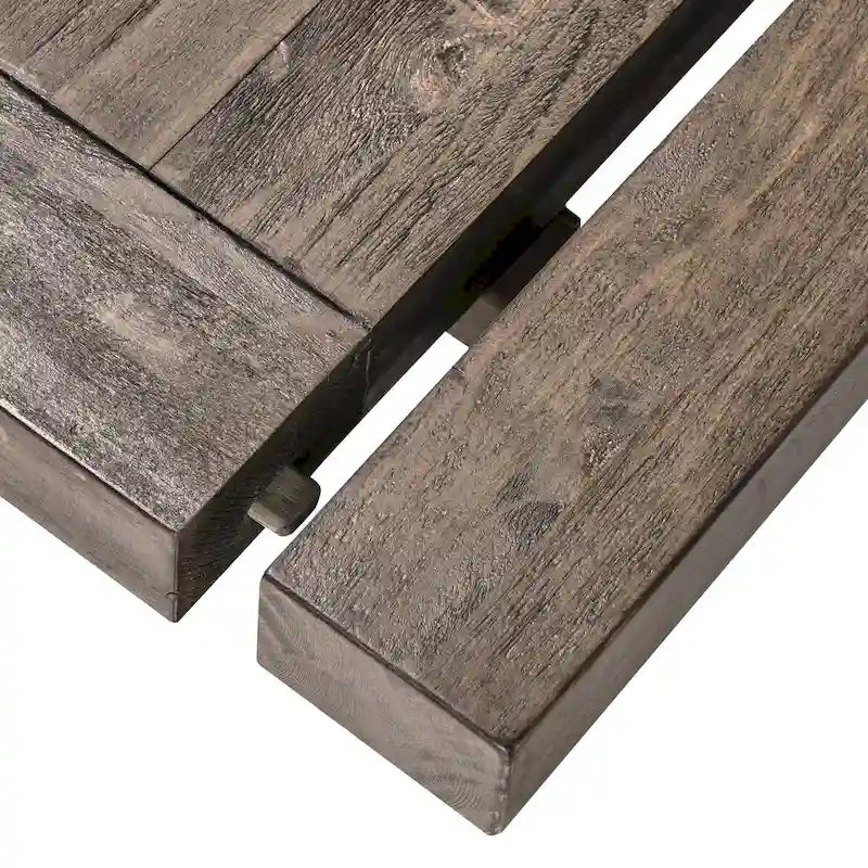 Table à manger extensible en pin rustique recyclé, style ferme, brun vieilli