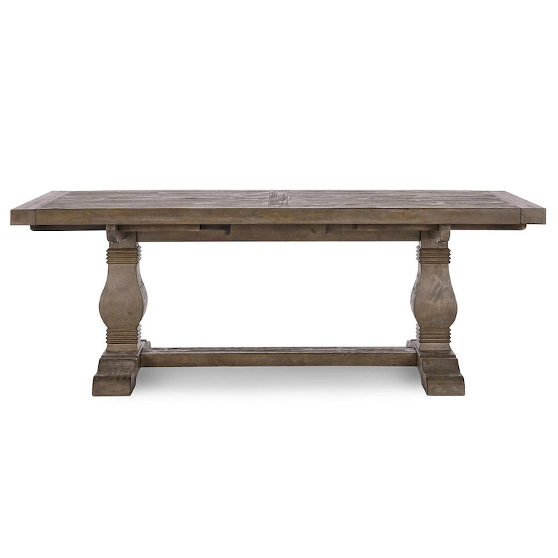 Table à manger extensible en pin rustique recyclé, style ferme, brun vieilli