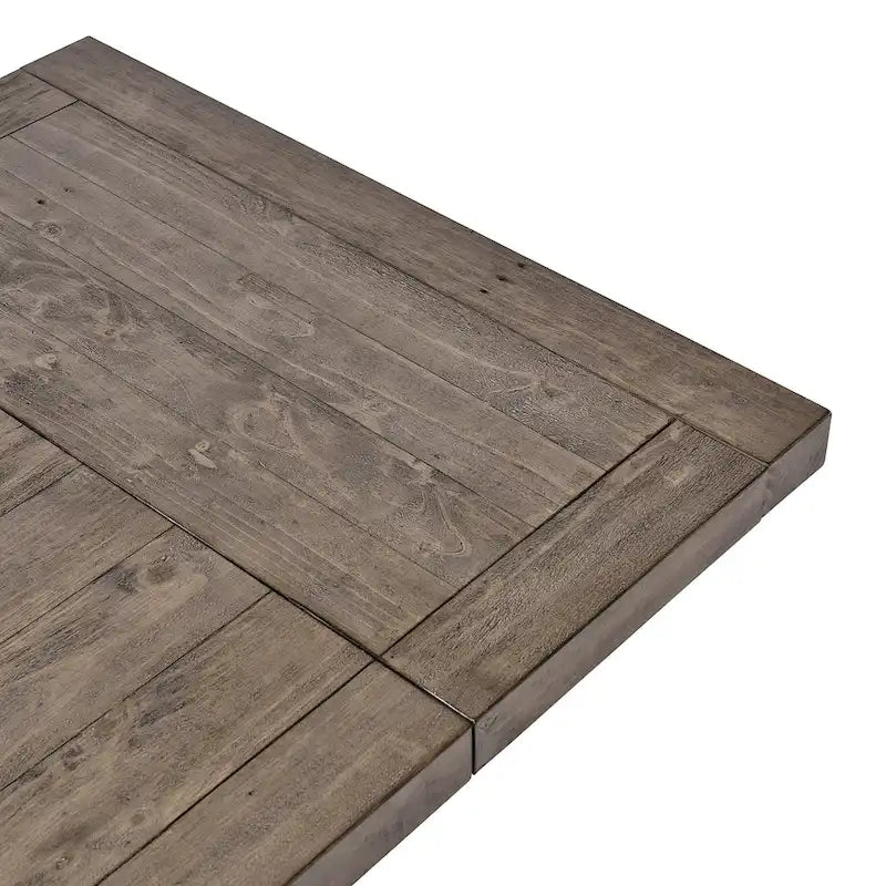 Table à manger extensible en pin rustique recyclé, style ferme, brun vieilli