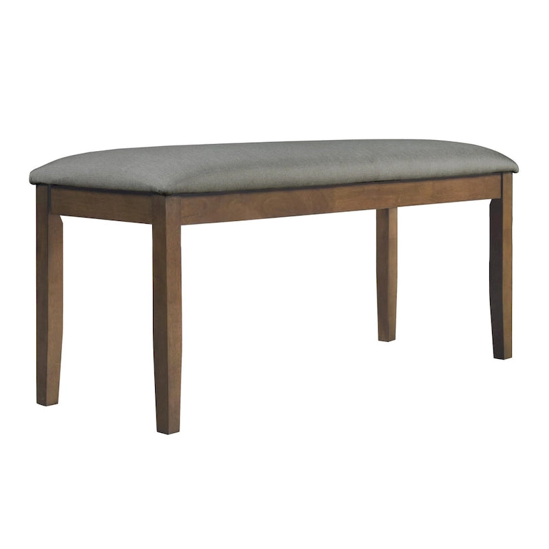 Banc rembourré en mousse grise avec pieds en bois