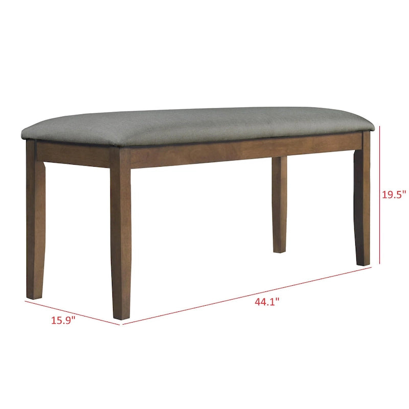 Banc rembourré en mousse grise avec pieds en bois