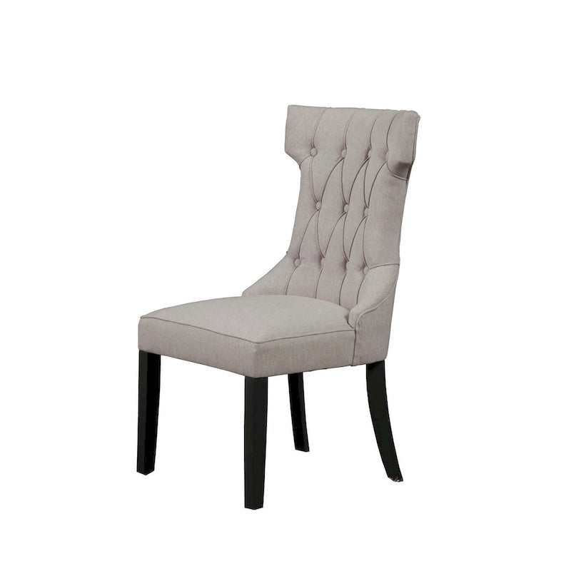 Chaise de salle à manger capitonnée gris clair avec pieds noirs