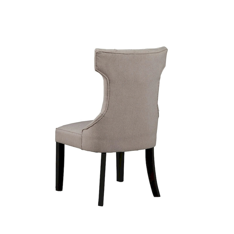 Chaise de salle à manger capitonnée gris clair avec pieds noirs
