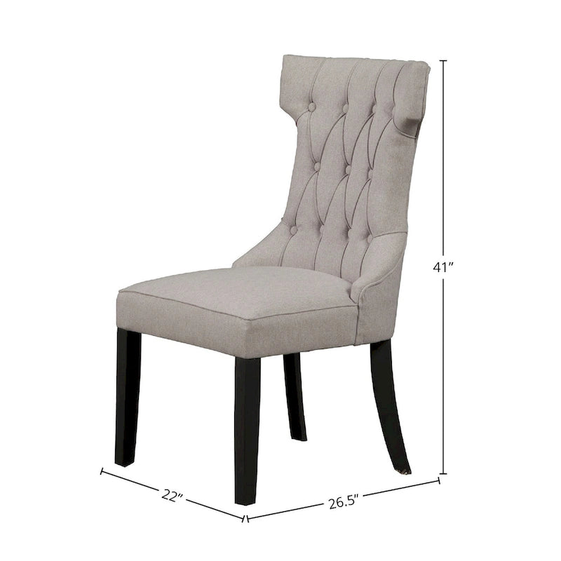 Chaise de salle à manger capitonnée gris clair avec pieds noirs