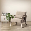 Fauteuil d'appoint rembourré, cadre en bois style mid-century avec coussin lombaire, plusieurs coloris