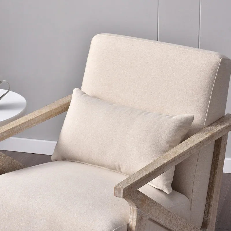 Fauteuil d'appoint rembourré, cadre en bois style mid-century avec coussin lombaire, plusieurs coloris