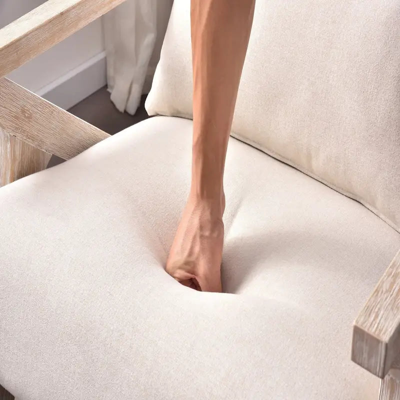 Fauteuil d'appoint rembourré, cadre en bois style mid-century avec coussin lombaire, plusieurs coloris