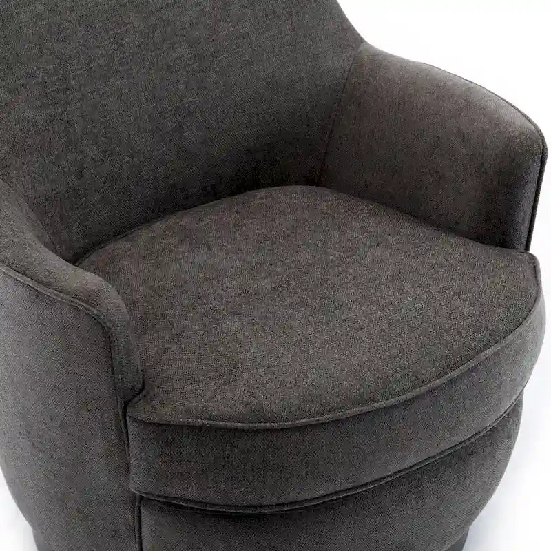Polyester Upholstered Swivel Accent Chair with Walnut Wood Base