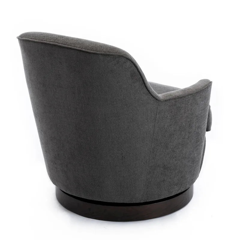 Fauteuil d'appoint pivotant en polyester avec piètement en noyer