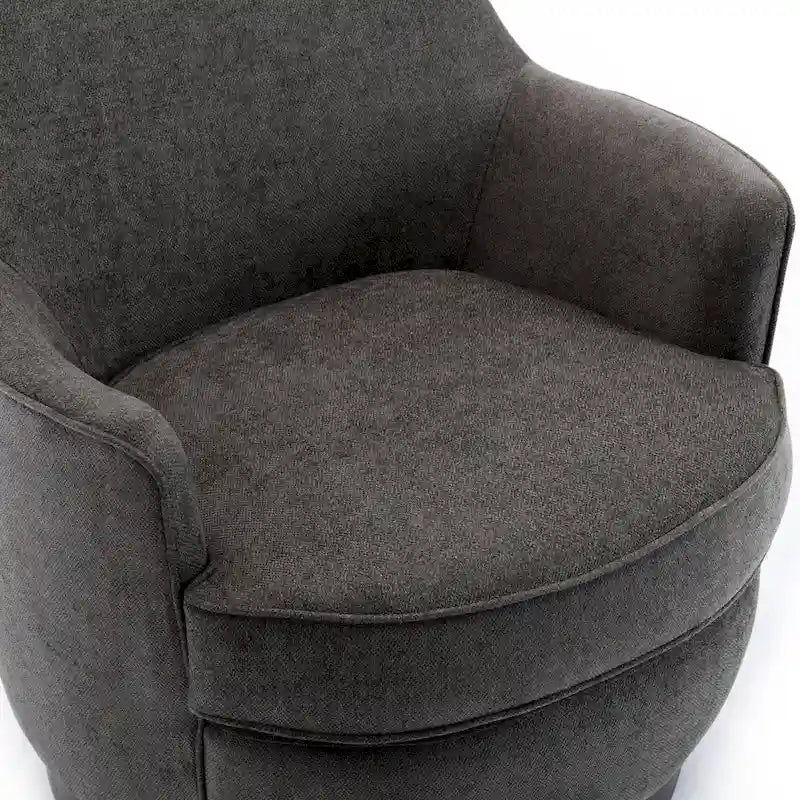 Fauteuil d'appoint pivotant en polyester avec piètement en noyer